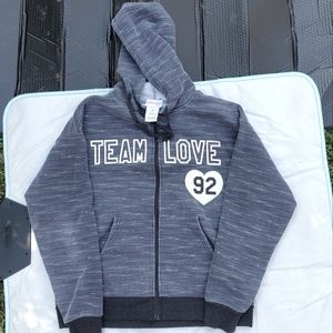Hoodie Jacket, Size 2X, Team Love Logo design, Grey & White